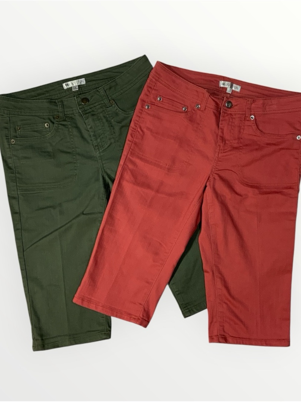 Lot Of 2 De Collection Bermuda Shorts Pink & Green Size 6 #283